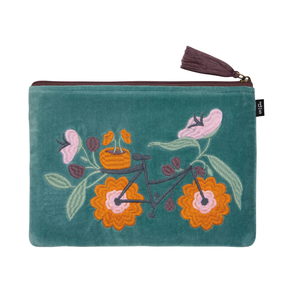 Petal Power Embroidered Flat Pouch